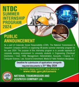 New NTDC Summer Internship Program Jobs 2024