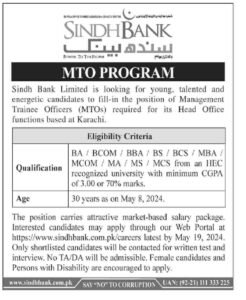 Sindh Bank Limited Jobs 2024