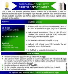 New Zarai Taraqiati Bank Jobs 2024