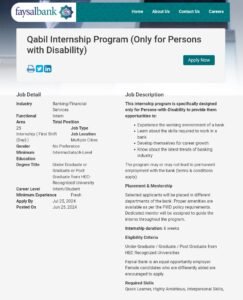 New Faysal Bank Qabil Internship Program Jobs 2024