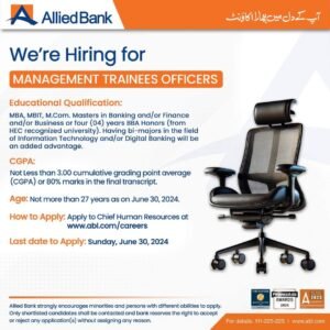 New Allied Bank Management Trainee Officer Jobs 2024