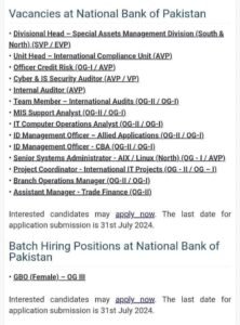 New NBP General Banking Officers-OG III Jobs 2024