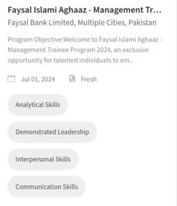 New Faysal Bank Aghaz Management Trainee Program Jobs 2024