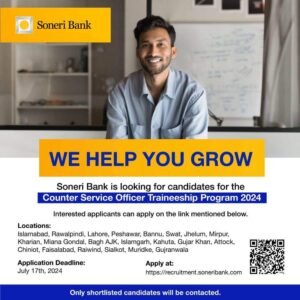 New Soneri Bank Cash Officers Traineeship Program Jobs 2024