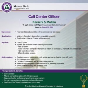 New Meezan Bank Call Center Officers Jobs 2024