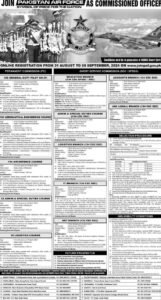 New PAF Commissioned Officer Jobs 2024