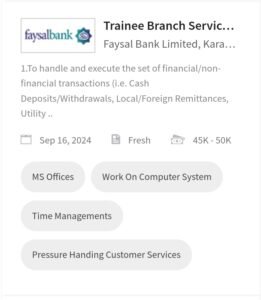 New Faysal Bank Trainee Branch Service Officer Jobs 2024