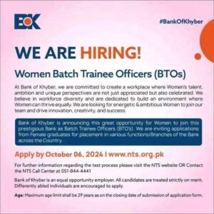 New Bank of Khyber Batch Trainee Officers Jobs 2024