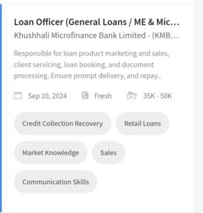 New KHUSHHALI Microfinance bank Loan Officer Jobs 2024