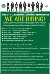 New Ministry of Climate Change & Environmental Coordination Jobs 2024