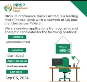 New NRSP Microfinance Bank Compliance Officer Jobs 2024