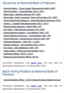 New NBP General Banking Officers Jobs 2024