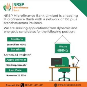 New NRSP Microfinance Bank Loan Officer Jobs 2024