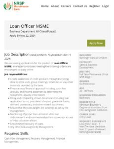 New NRSP Microfinance Bank Loan Officer Jobs 2024