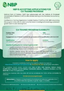 New National Bank of Pakistan CA Trainee Program Jobs 2024