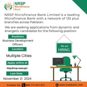 New NRSP Microfinance Bank Business Development Officer Jobs 2024