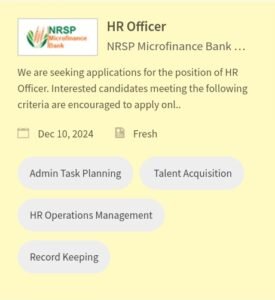 New NRSP Microfinance Bank HR Officer Jobs 2024