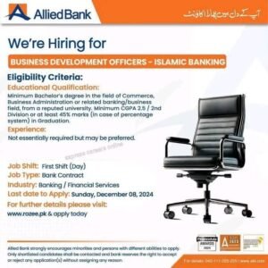 New Allied Bank Islamic Business Development Officer Jobs 2024