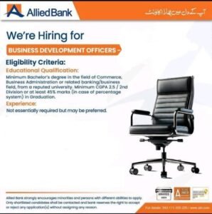 New Allied Bank Business Development Officer Jobs 2025